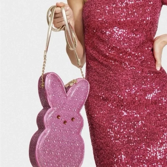 NWT - Betsey Johnson Pink Peeps Bedazzled Bunny Crossbody Bag - Picture 13 of 13